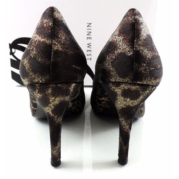 Nine west Flax Pointed-Toe Pump Heels Bronze / Gold Fabric Size 9.5 - Picture 8 of 10